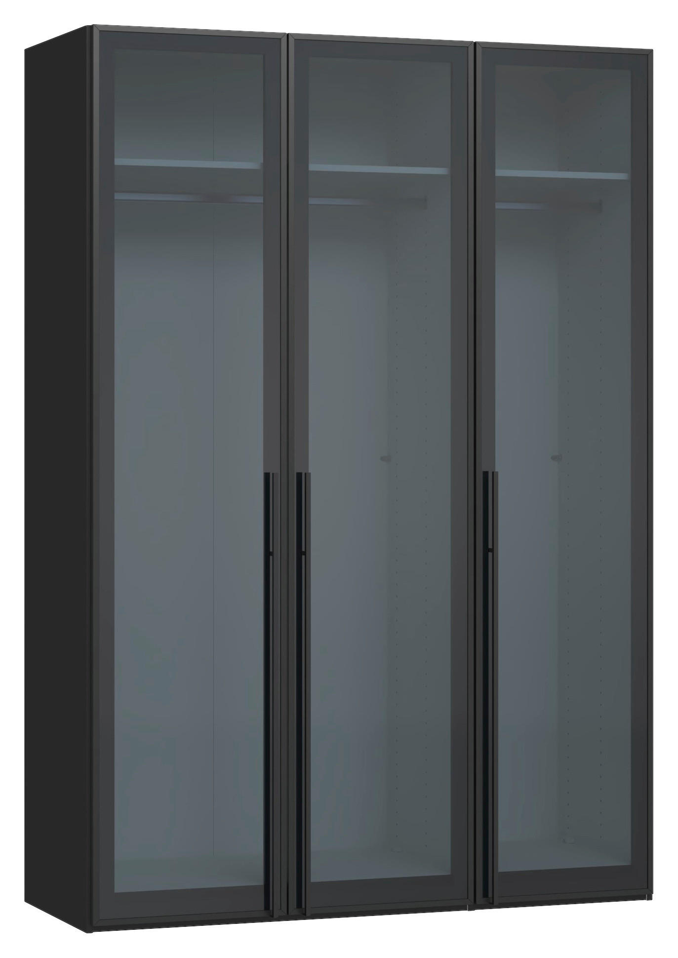 DREHTÜRENSCHRANK 152/220/59 cm,  in Schwarz, 3-türig  - Schwarz, Design, Glas/Holzwerkstoff (152/220/59cm) - Jutzler