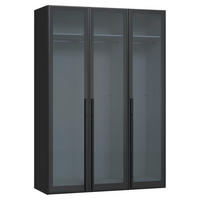 DREHTÜRENSCHRANK 152/220/59 cm,  in Schwarz, 3-türig  - Schwarz, Design, Glas/Holzwerkstoff (152/220/59cm) - Jutzler