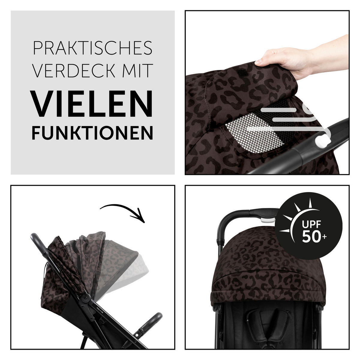 BUGGY Travel N Care  - Schwarz/Braun, Basics, Metall (86/50/104cm) - Hauck