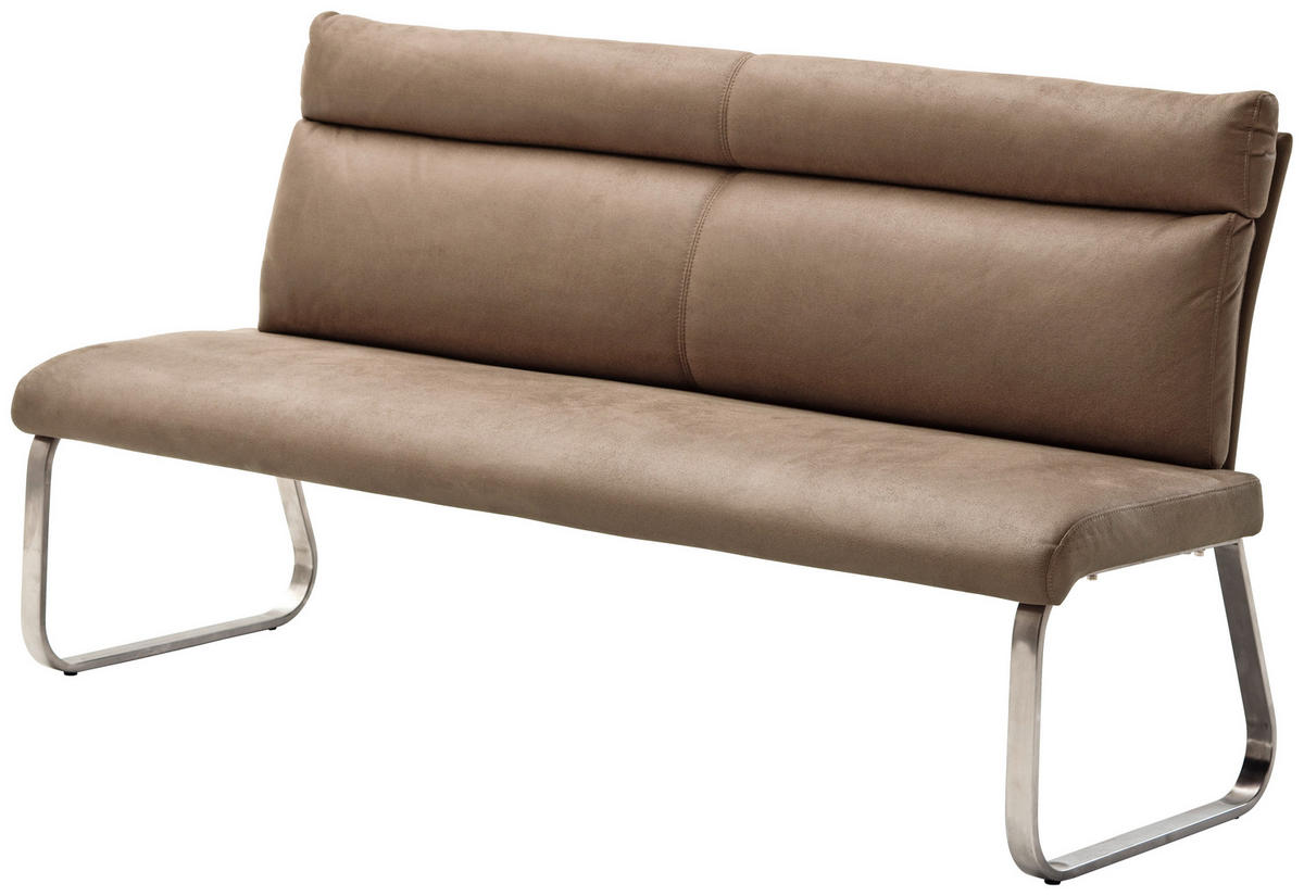 SITZBANK in Metall, Textil Edelstahlfarben, Sandfarben  - Sandfarben/Edelstahlfarben, Design, Textil/Metall (160/98/70cm) - Livetastic