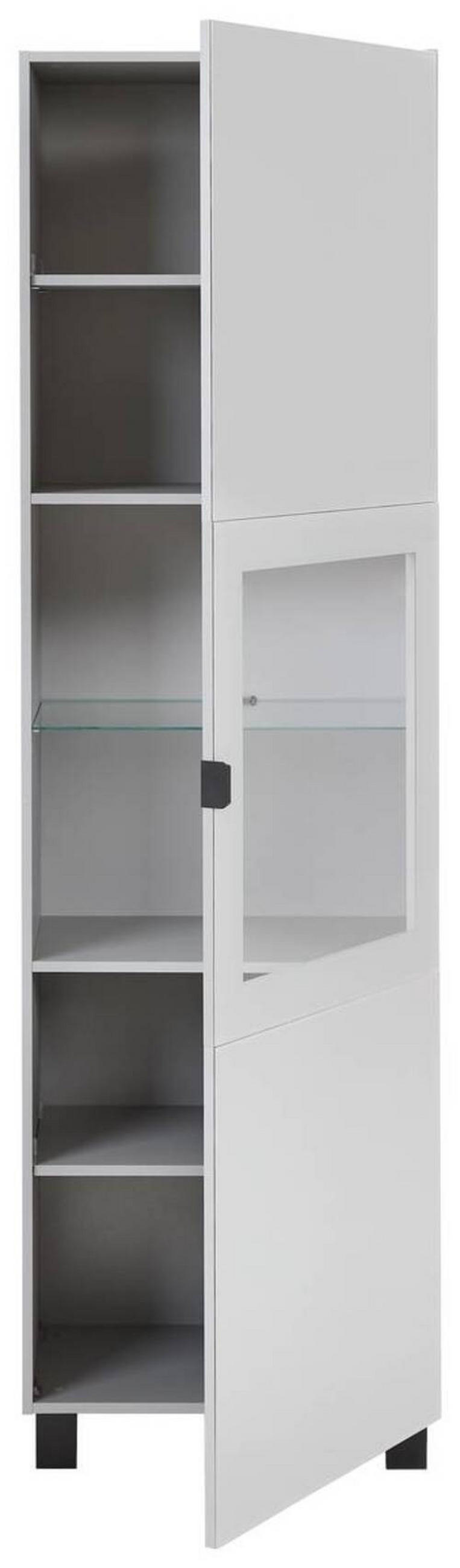 VITRINE Grau, Hellgrau  60/203,5/41,5 cm  - Hellgrau/Schwarz, Design, Glas/Holzwerkstoff (60/203,5/41,5cm) - Hom`in