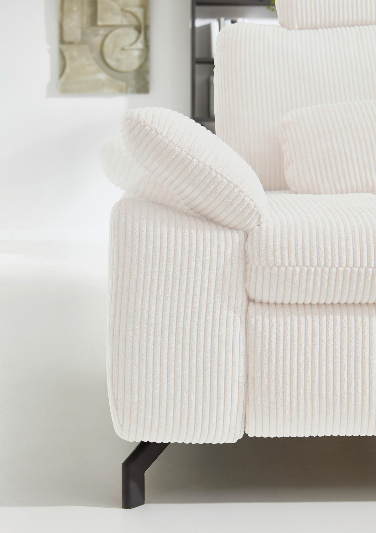 ECKSOFA in Cord, Velours Beige  - Beige/Schwarz, Design, Textil/Metall (291/197cm) - Beldomo Style