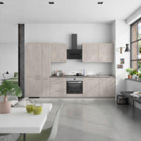 KÜCHENBLOCK Riva 330 cm  in Grau, Schieferfarben  - Schieferfarben/Edelstahlfarben, MODERN, Holzwerkstoff/Metall (330cm) - Nobilia