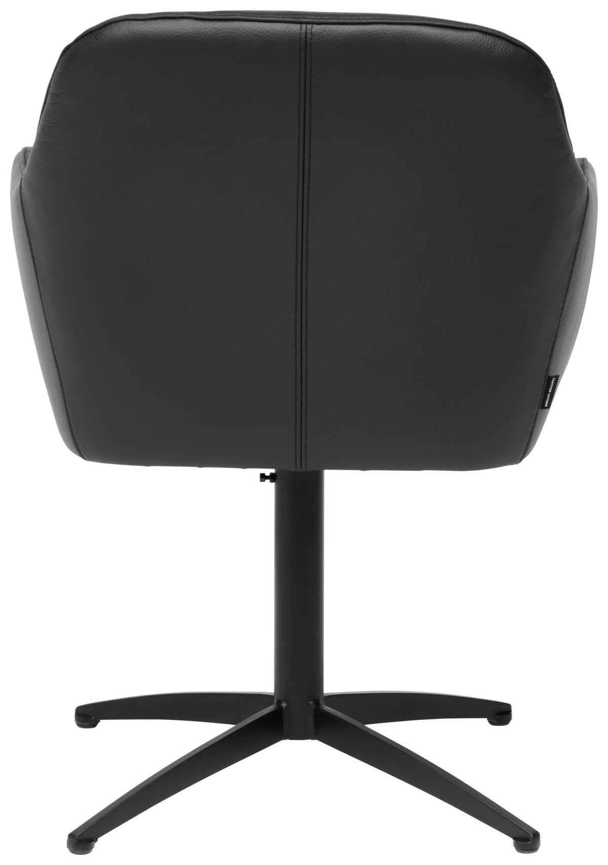 ARMLEHNSTUHL  in Stahl Echtleder pigmentiert  - Schwarz, Design, Leder/Metall (62/51/59,5cm) - Emilio Belluti