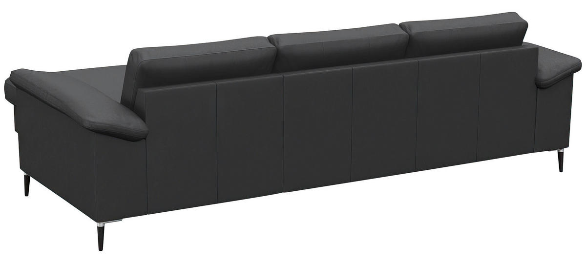 Freisteller von Livetastic ECKSOFA Schwarz Echtleder.