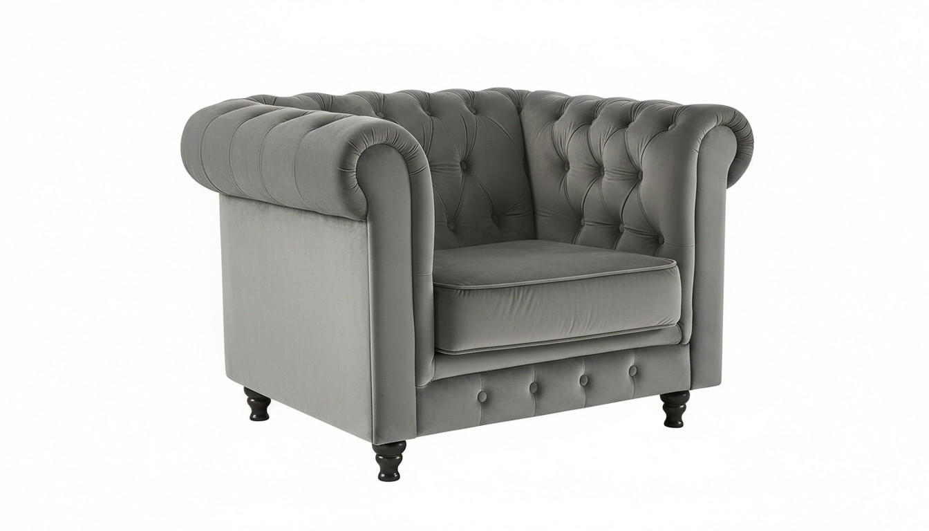 CHESTERFIELD-SESSEL - Schwarz/Grau, Basics, Holz/Textil (102/73/87cm) - Xora