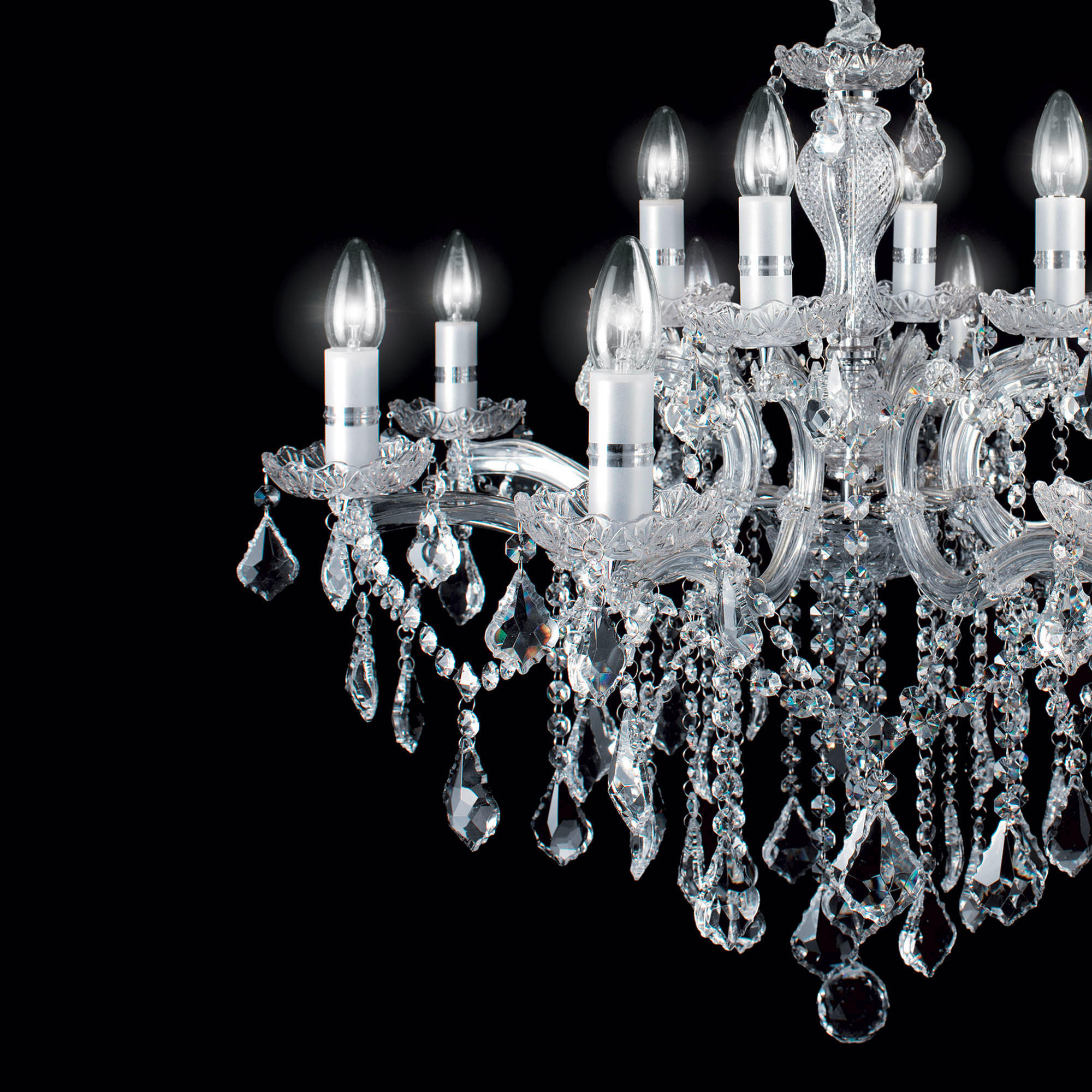 KRONLEUCHTER Florian Cromo 72/90-120 cm   - Chromfarben, KONVENTIONELL, Glas/Stein (72/90-120cm) - Ideal Lux