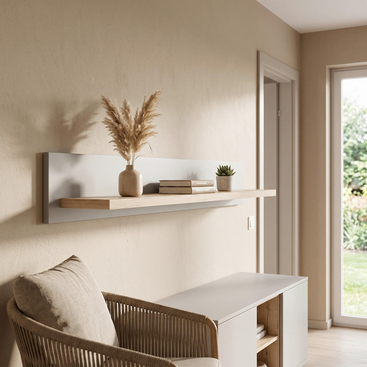 WANDBOARD Holzwerkstoff Eichefarben, Hellgrau  - Eichefarben/Hellgrau, Design, Holzwerkstoff (150/20/19cm) - MID.YOU