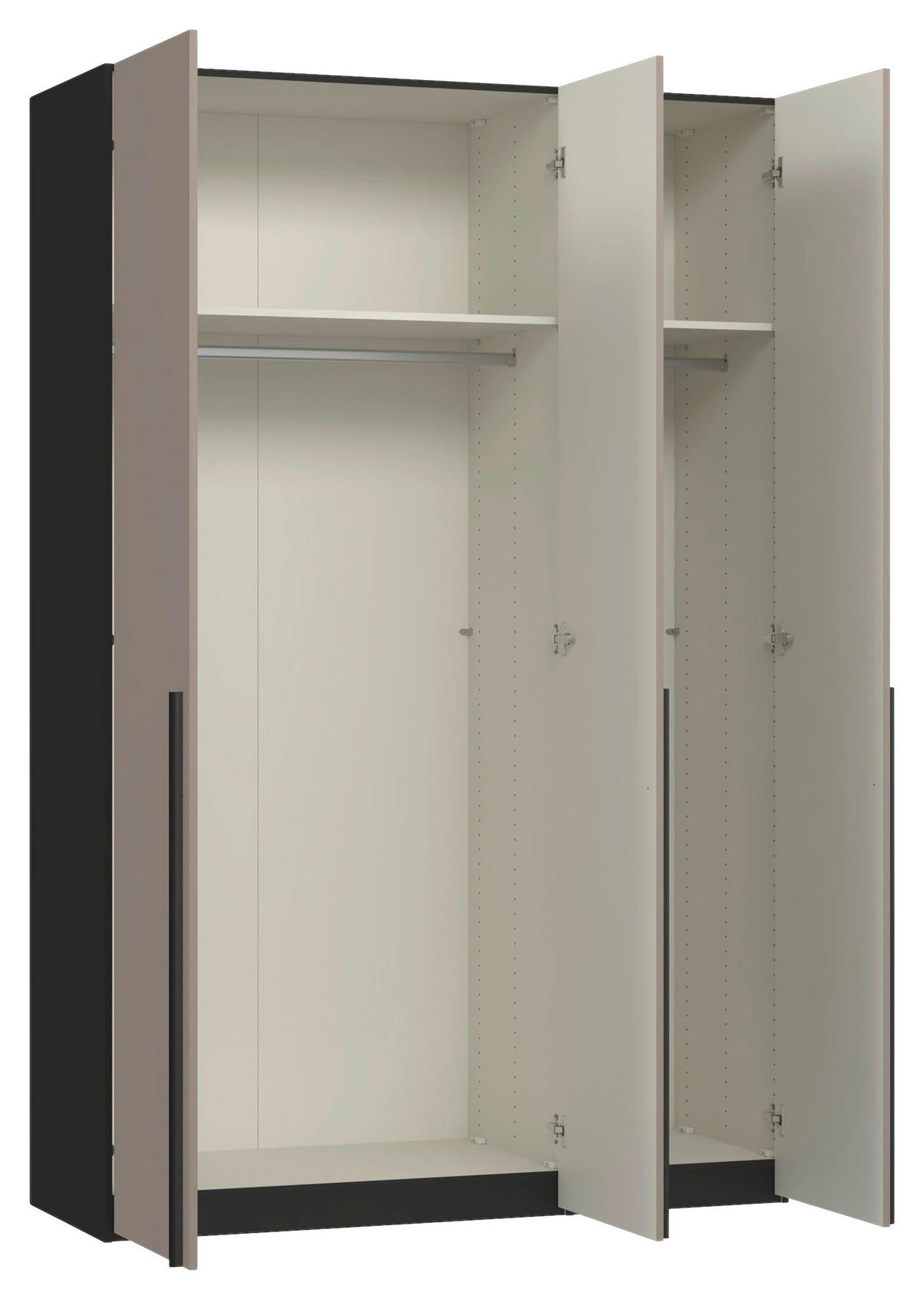 DREHTÜRENSCHRANK 152/236/59 cm,  in Schwarz, Hellbraun, 3-türig  - Hellbraun/Schwarz, Design, Glas/Holzwerkstoff (152/236/59cm) - Jutzler