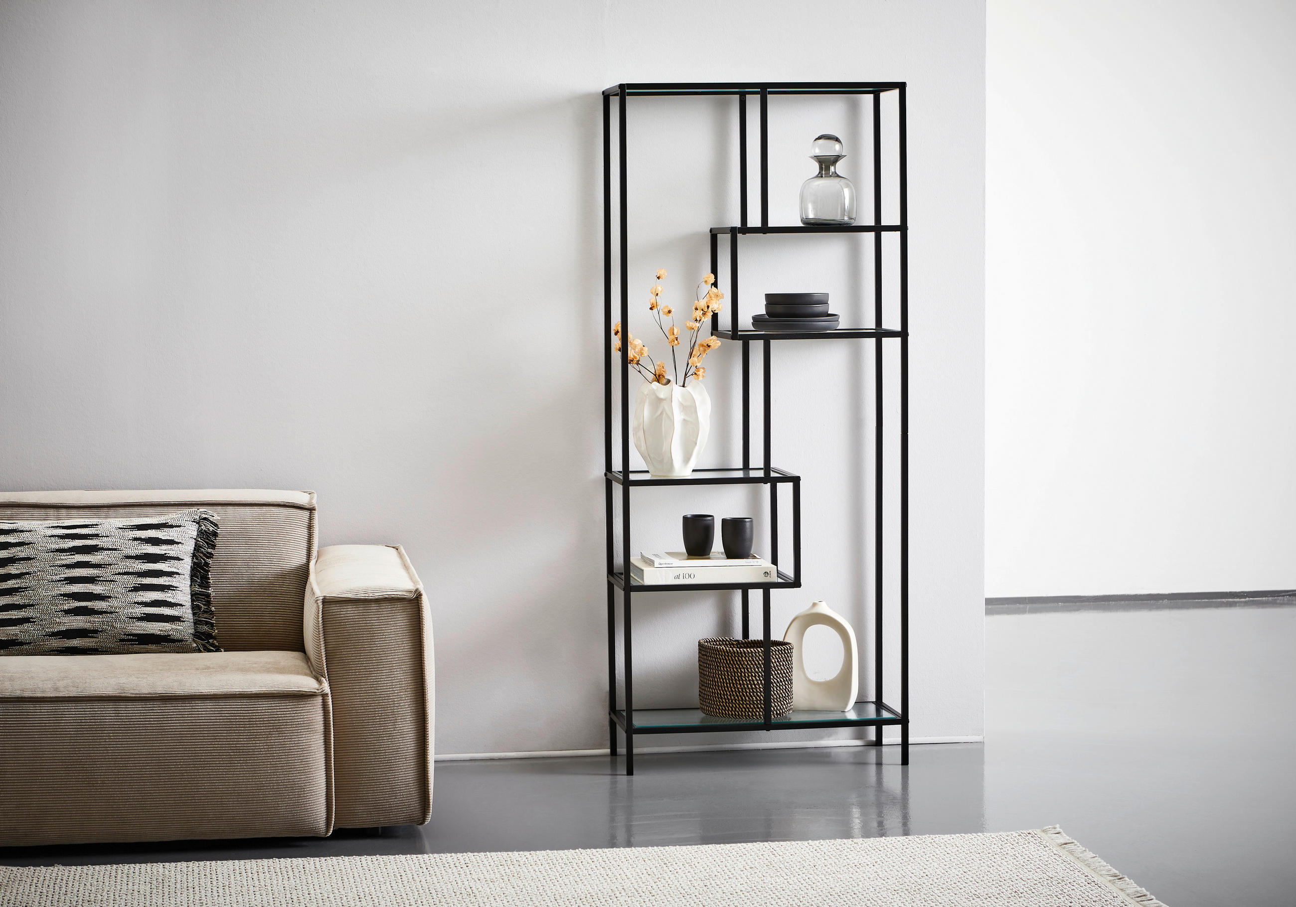 REGAL  70/171/30 cm Schwarz  - Schwarz, Design, Glas/Metall (70/171/30cm) - MID.YOU