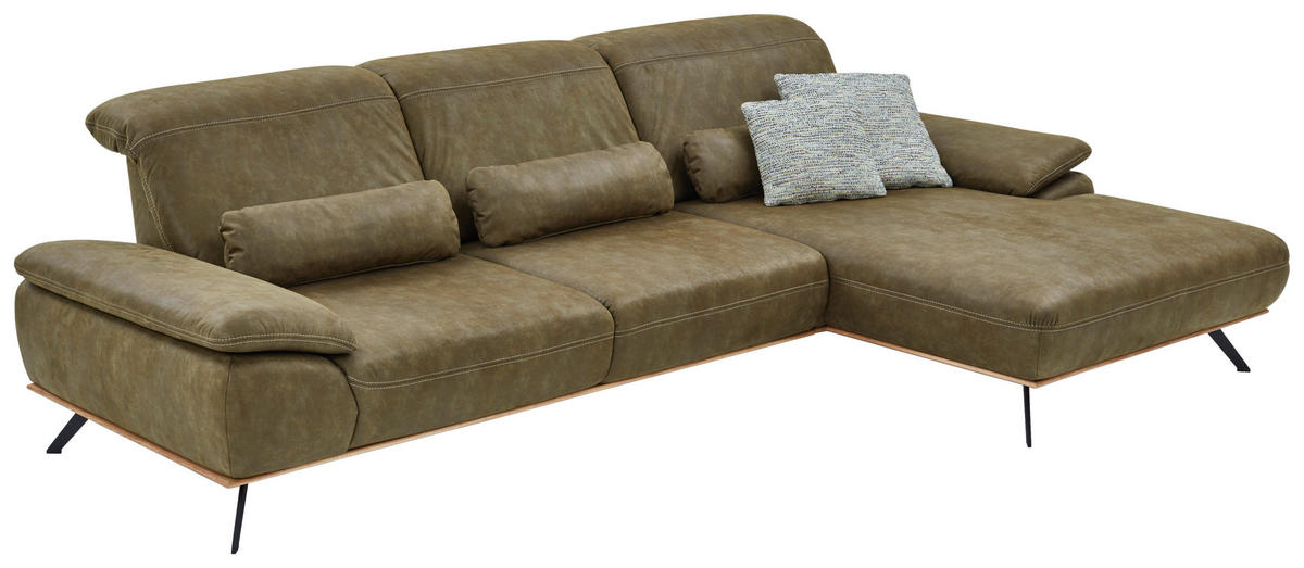 ROHOVÁ SEDACIA SÚPRAVA, textil, zelená - čierna/zelená, Natur, kov/drevo (322/201cm) - Beldomo System
