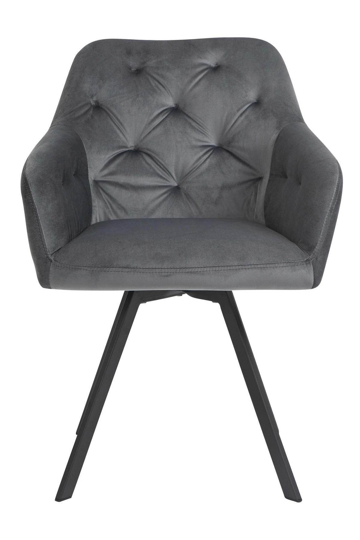 ARMLEHNSTUHL  in Samt  - Schwarz/Grau, MODERN, Textil/Metall (61/85/62cm) - Livetastic