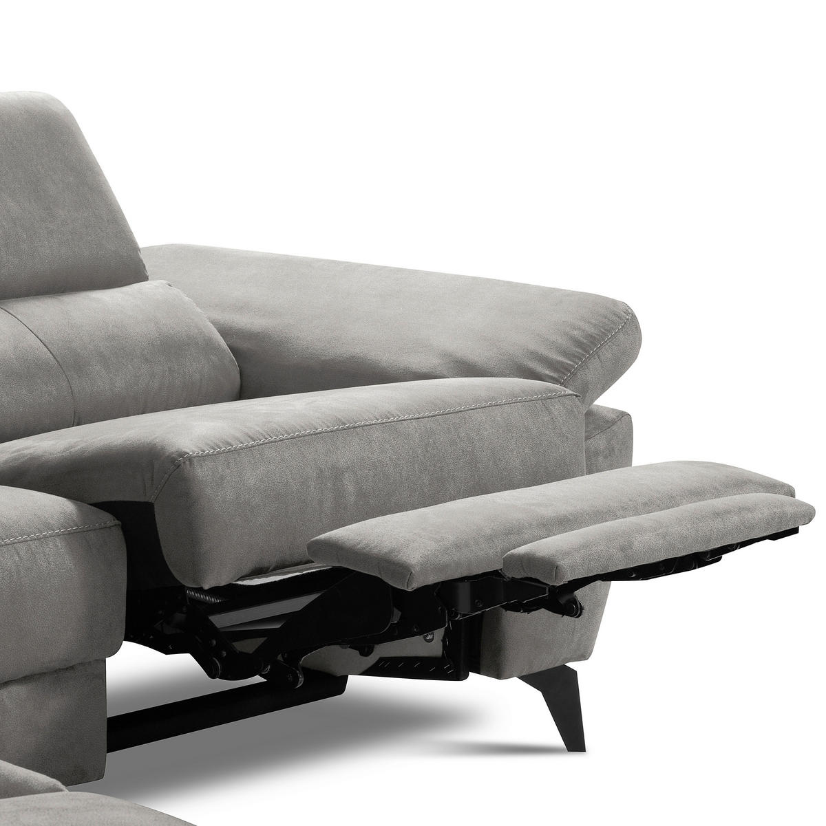 ECKSOFA SONO in Lederlook Anthrazit Armteilverstellung, Kopfteilverstellung  210/265 cm  - Anthrazit/Schwarz, Design, Textil/Metall (210/265cm) - Livetastic