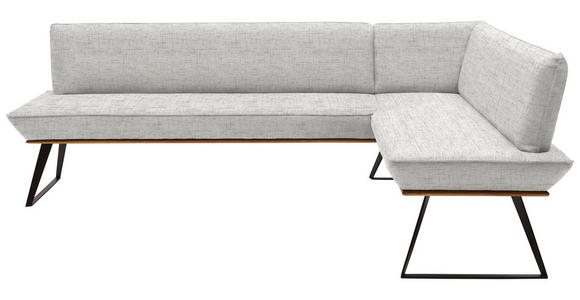 ECKBANK 223/163 cm Webstoff Schwarz, Eichefarben, Beige Eiche massiv - Eichefarben/Beige, Design, Holz/Textil (223/163cm) - Voleo