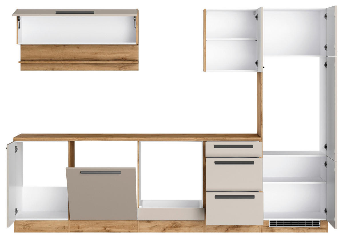KÜCHENLEERBLOCK Aveiro 280 cm  in Kaschmir, Eiche Wotan  - Kaschmir/Eiche Wotan, Trend, Holzwerkstoff/Metall (280cm) - Held