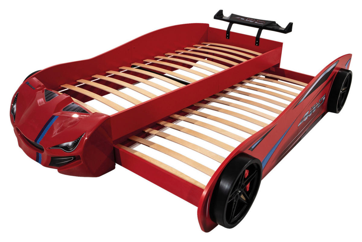 AUSZIEHBETT 90/200 cm  in Rot  - Rot/Schwarz, KONVENTIONELL, Holz/Holzwerkstoff (90/200cm) - Xora