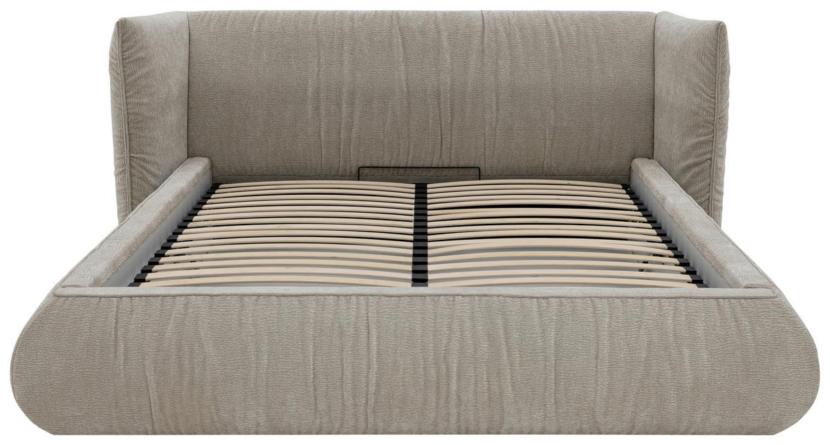 POLSTERBETT 180/200 cm,  in Beige, gepolstertes Kopfteil, Lattenrost, Bettkasten,  - Beige/Schwarz, Design, Holz/Kunststoff (180/200cm) - Chameo
