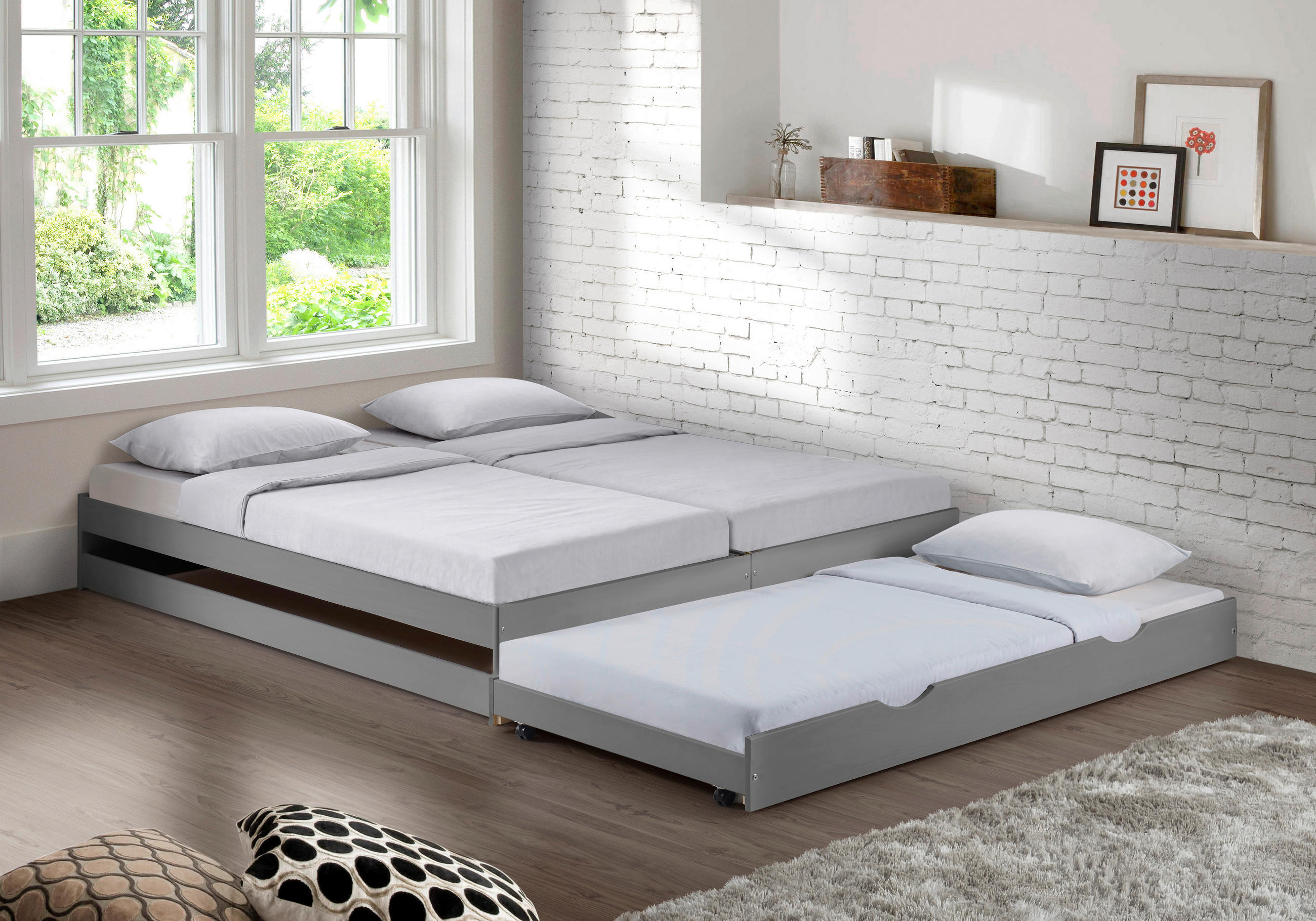 AUSZIEHBETT 90/200 cm  in Grau  - Naturfarben/Grau, Basics, Holz/Kunststoff (90/200cm) - MID.YOU