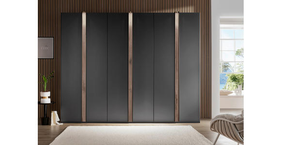 DREHTÜRENSCHRANK 300/236/58 cm 6-türig Eichefarben, Graphitfarben - Eichefarben/Graphitfarben, Design, Holzwerkstoff (300/236/58cm) - Novel