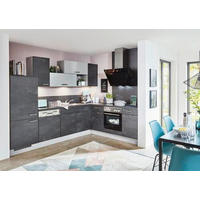 EINBAUKÜCHE   - Edelstahlfarben/Schwarz, Design, Holzwerkstoff - Celina