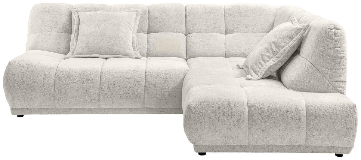 ECKSOFA ITALIA Creme Chenille  - Creme/Schwarz, MODERN, Kunststoff/Textil (254/203cm) - Livetastic
