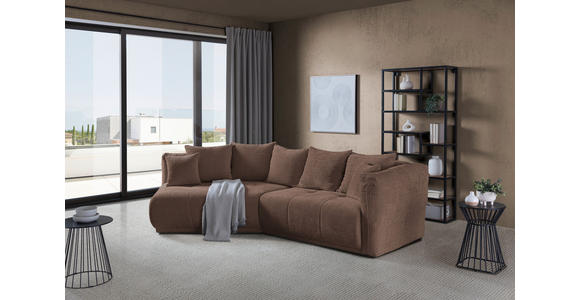 ECKSOFA in Chenille Braun  - Schwarz/Braun, MODERN, Kunststoff/Textil (180/315cm) - Hom`in