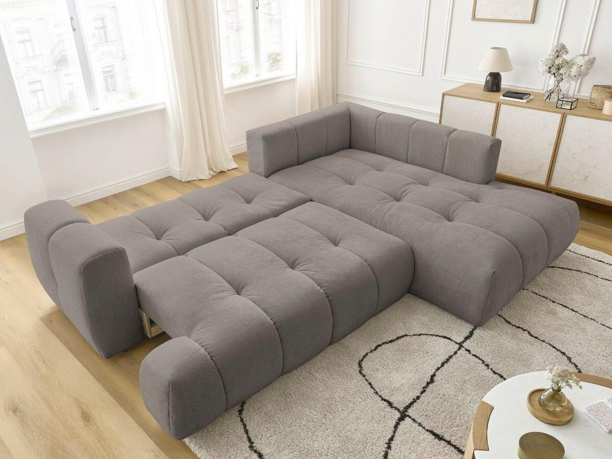 ECKSCHLAFSOFA FUJI Leinenoptik Taupe  inkl.  - Taupe/Schwarz, MODERN, Kunststoff/Textil (282/204cm)