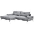 ECKSOFA Dunkelgrau Flachgewebe  - Dunkelgrau/Schwarz, Design, Textil/Metall (176/294cm) - Carryhome