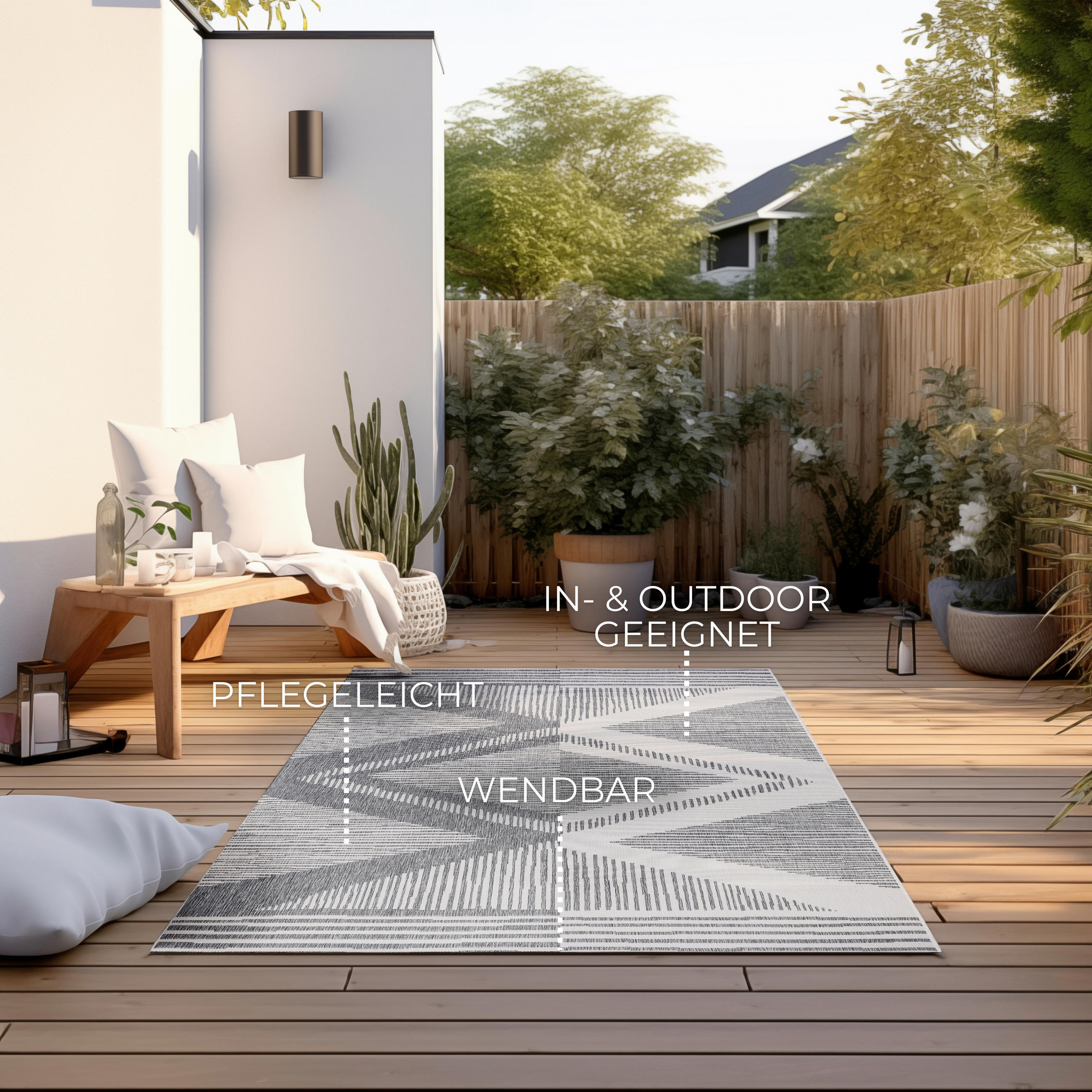 OUTDOORTEPPICH 200/290 cm Gemini Weiß, Silberfarben  - Silberfarben/Weiß, Design, Kunststoff (200/290cm) - Hanse Home