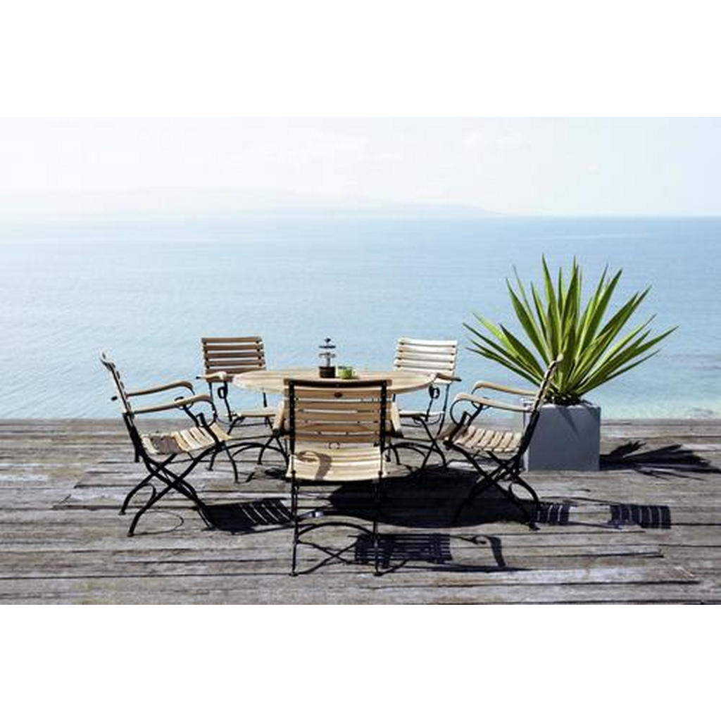 Thumbnail - Zebra Gartenklappsessel Florence, Schwarz, Teak, Holz, Metall, Teakholz, massiv, X-Form, 66x90x65 cm, klappbar, Gartenm...