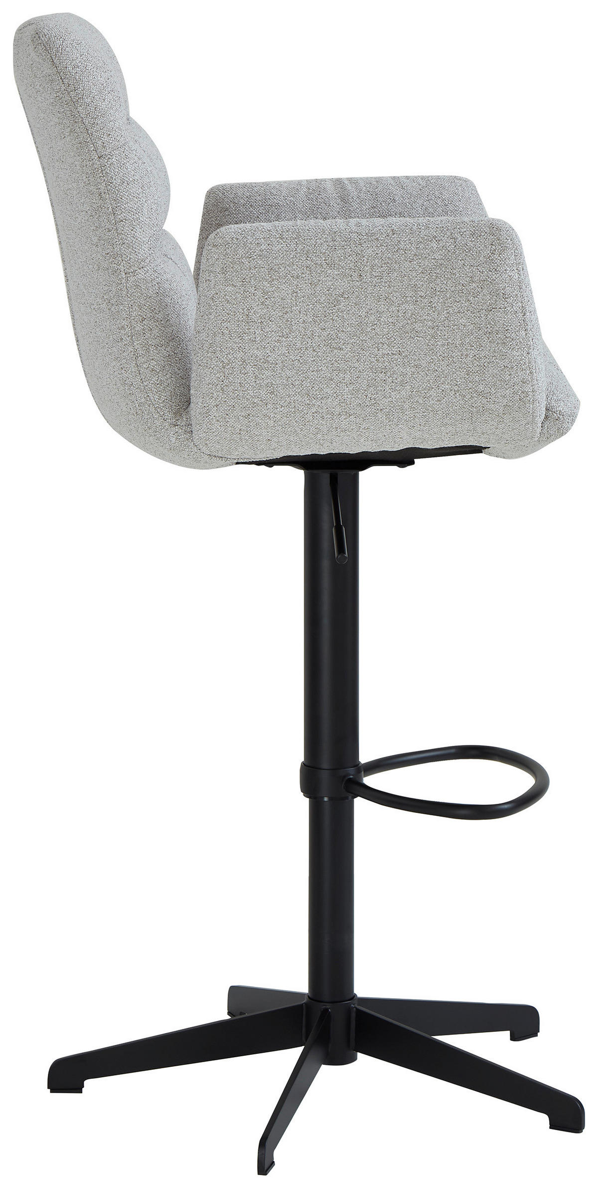 BARHOCKER Leinenoptik Schwarz, Hellgrau Stahl Sitzfläche 360° drehbar  - Hellgrau/Schwarz, Design, Textil/Metall (58/125/57cm) - Dieter Knoll