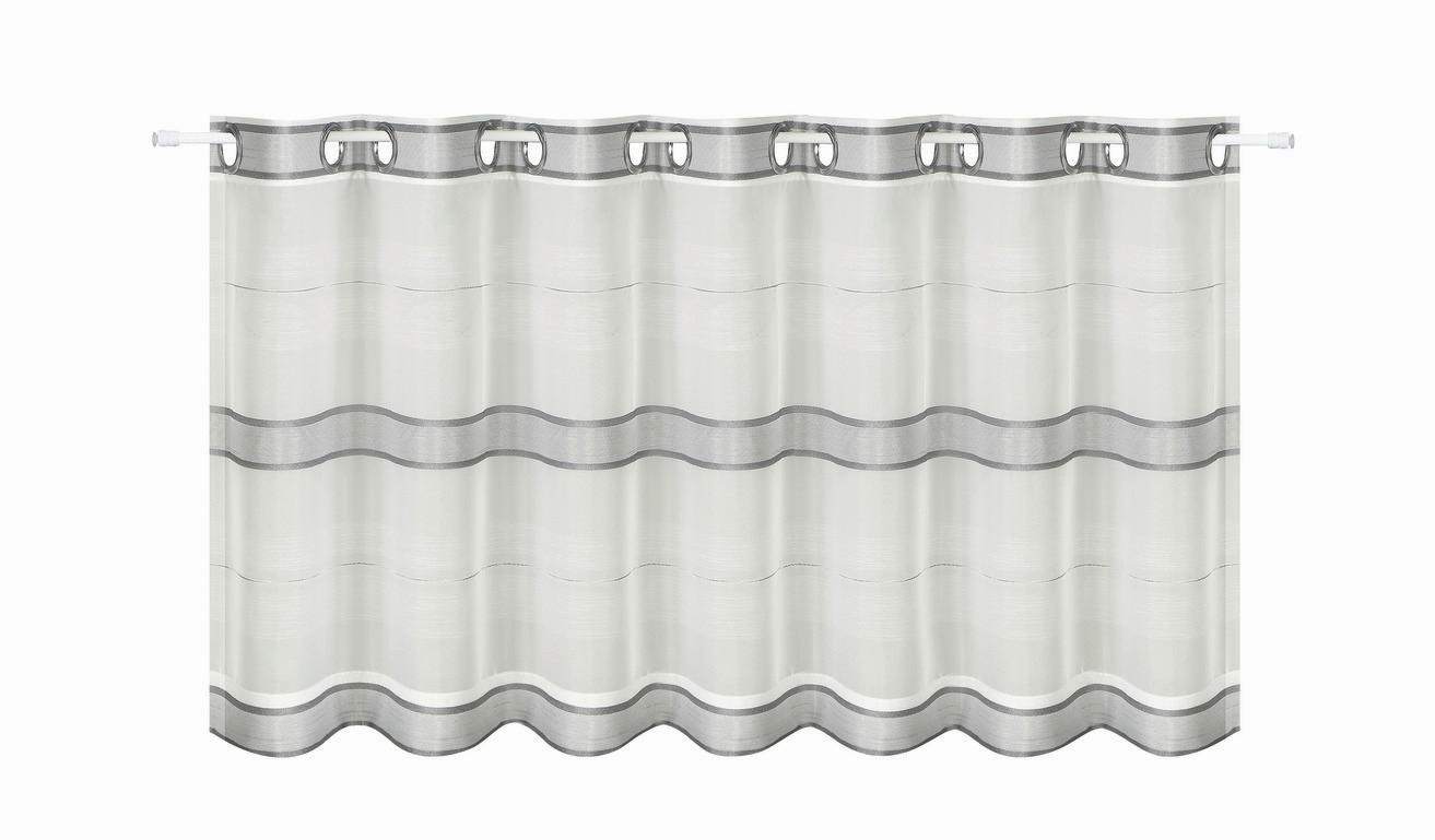 KURZGARDINE   140/50 cm   - Weiß/Grau, KONVENTIONELL, Textil (140/50cm)