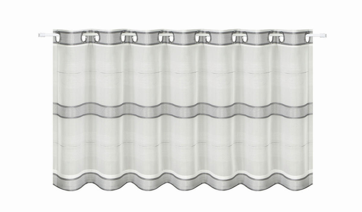 KURZGARDINE  140/50 cm  - Weiß/Grau, KONVENTIONELL, Textil (140/50cm)
