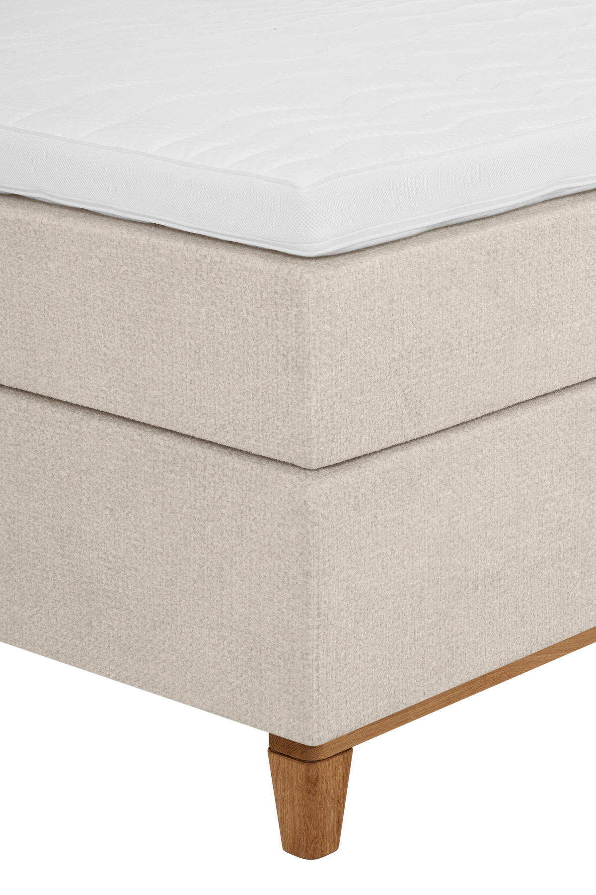 BOXSPRINGBETT 180/200 cm  in Creme  - Eichefarben/Creme, KONVENTIONELL, Holz/Textil (180/200cm) - Welnova