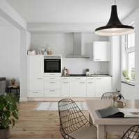 KÜCHENBLOCK 300 cm   in Weiß, Schieferfarben  - Schieferfarben/Edelstahlfarben, MODERN, Holzwerkstoff/Metall (300cm) - Nobilia