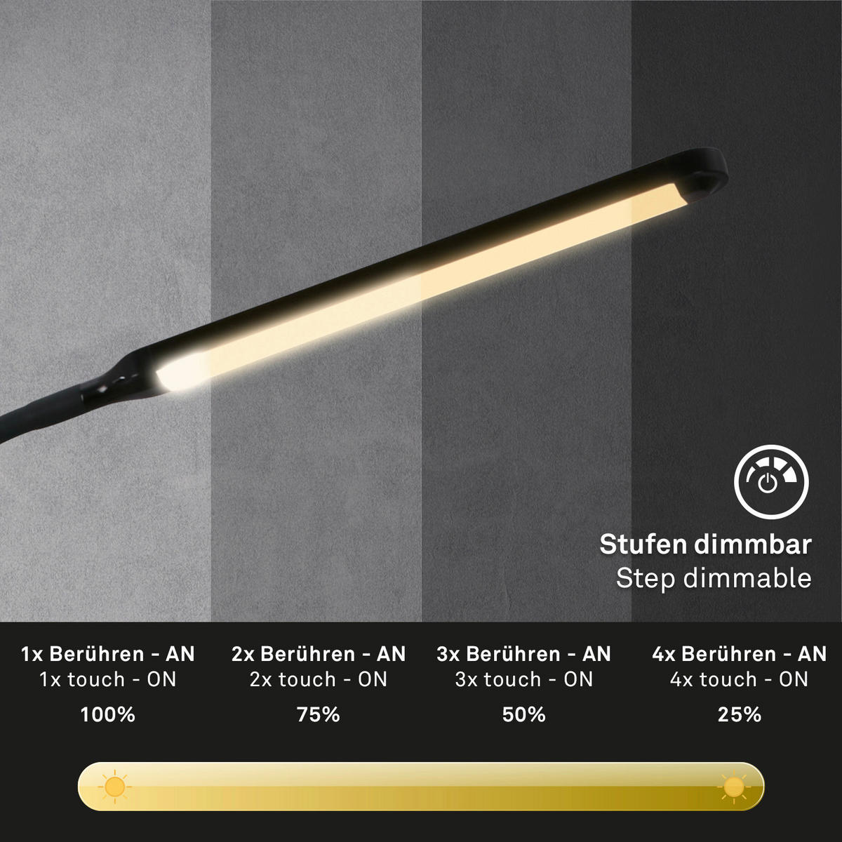 LED-STEHLEUCHTE    - Schwarz, Design, Kunststoff/Metall (126.5/21/66cm)