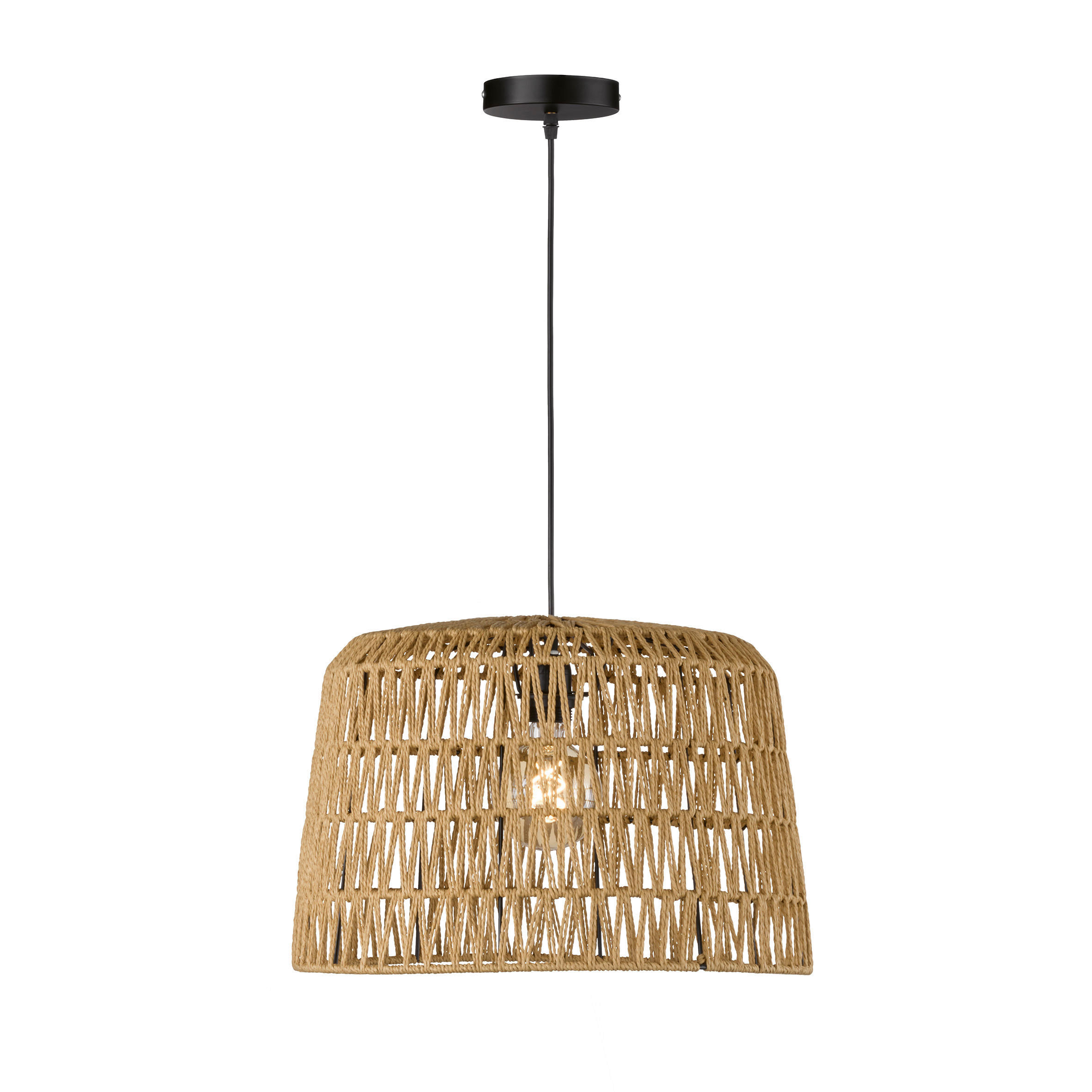 PENDELLEUCHTE Marca 46 cm  - Schwarz/Naturfarben, Natur, Naturmaterialien/Textil (46cm) - Schöner Wohnen