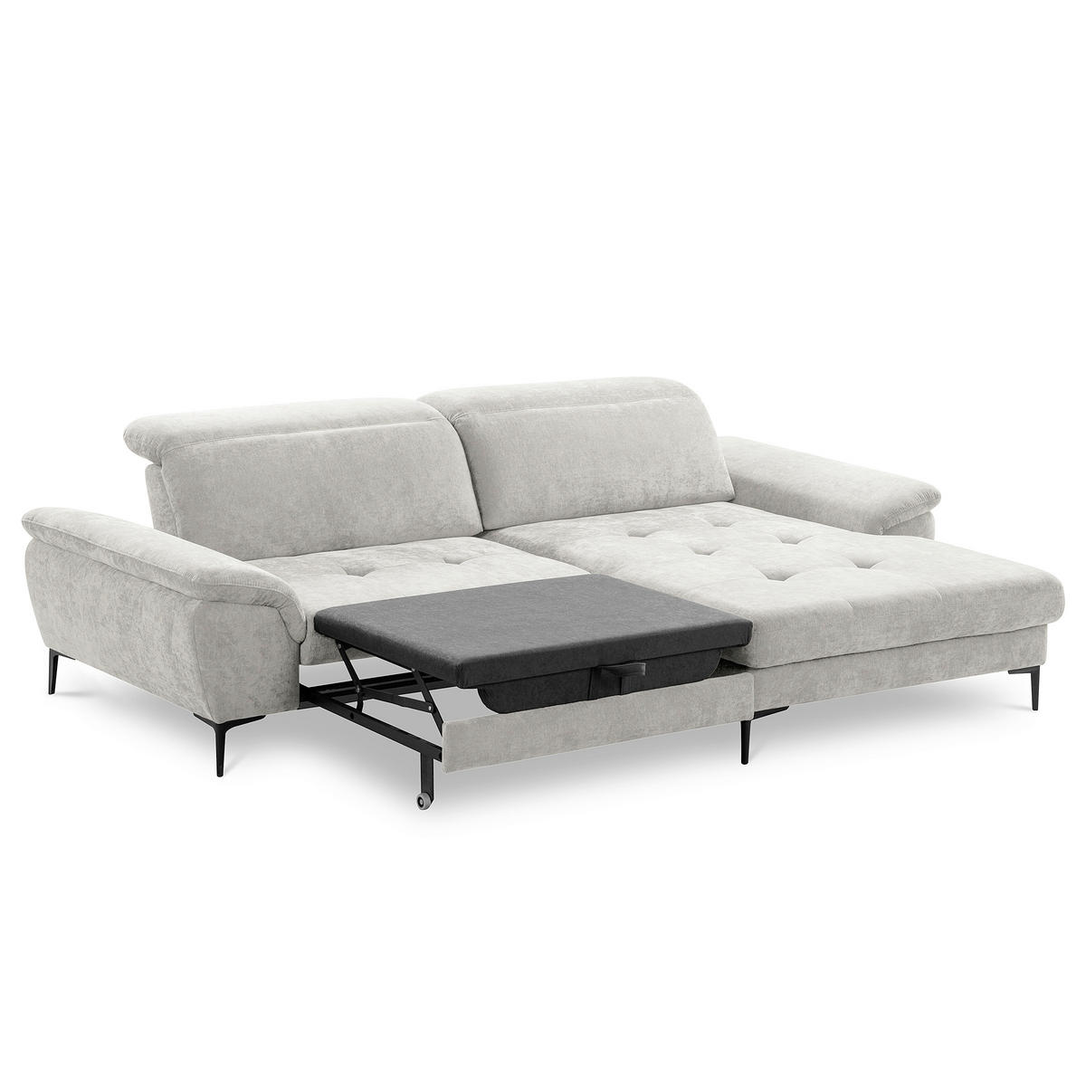 ECKSOFA  Webstoff Grau  - Schwarz/Grau, Design, Textil/Metall (268/195cm) - Livetastic