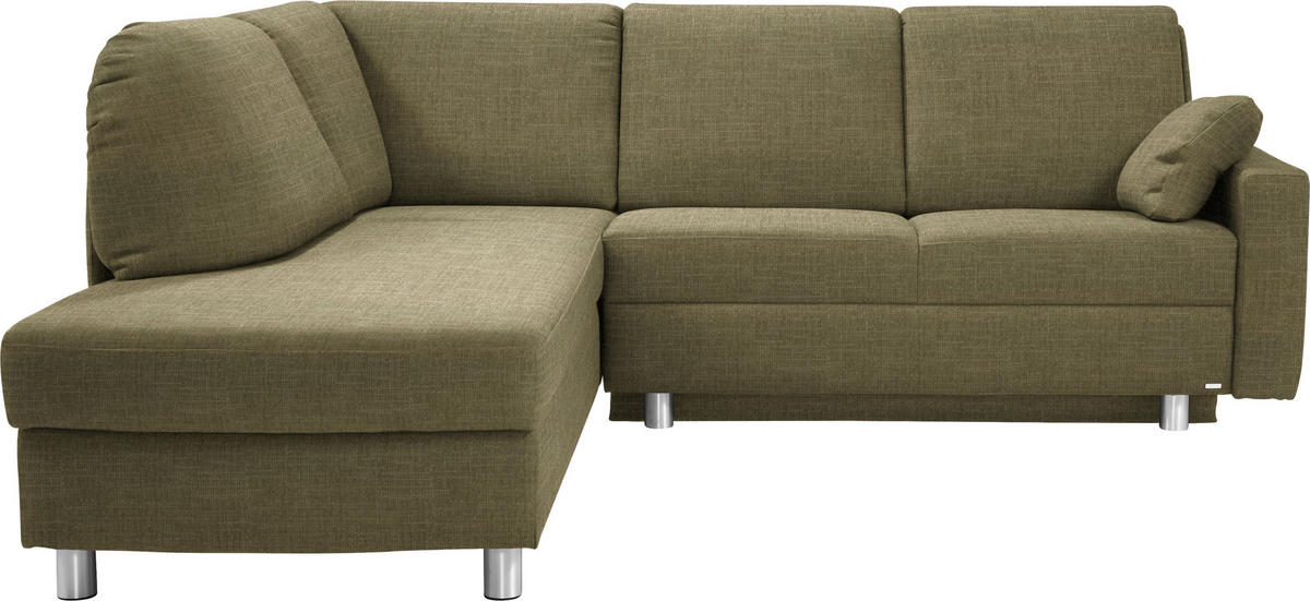 ECKSOFA in Chenille Olivgrün  208/227 cm  - Alufarben/Olivgrün, KONVENTIONELL, Textil/Metall (208/227cm) - Sedda