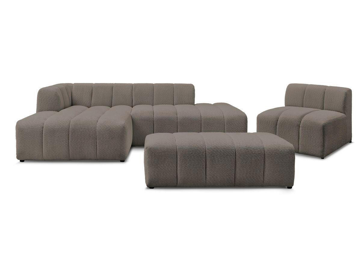ECKSOFA Ottomane links  ANNECY Taupe Bouclé  - Taupe/Schwarz, MODERN, Kunststoff/Textil (170/262cm)