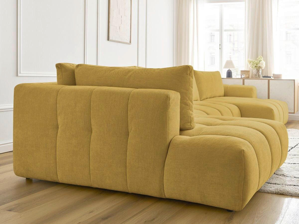 WOHNLANDSCHAFT  FUJI  Gelb Leinenoptik  - Gelb/Schwarz, MODERN, Kunststoff/Textil (204/377/160cm)