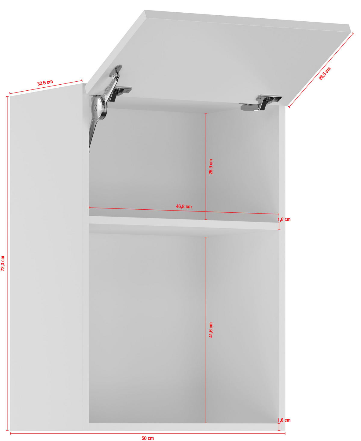 KÜCHENOBERSCHRANK 50/72,3/34,2 cm  in Weiß  - Edelstahlfarben/Weiß, Basics, Holzwerkstoff/Metall (50/72,3/34,2cm) - Impuls