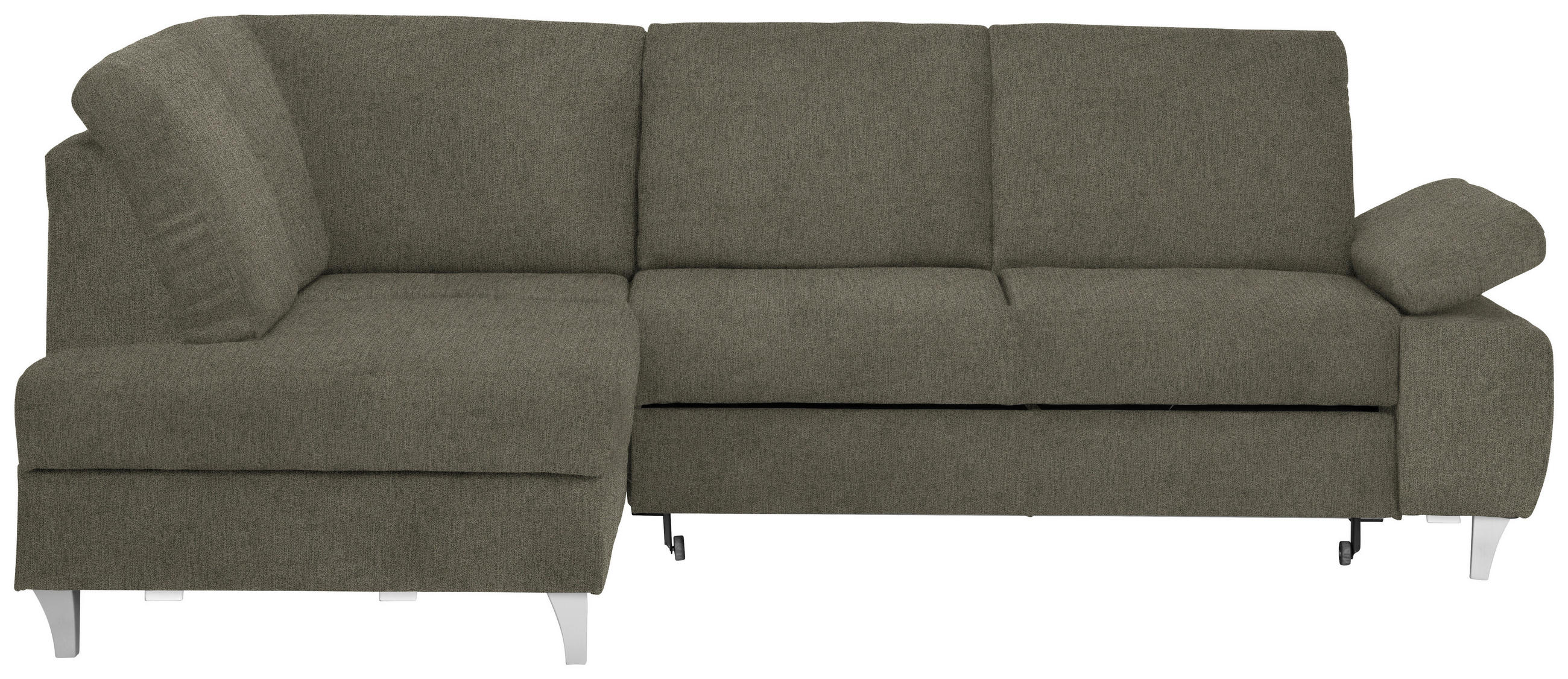 ECKSOFA in Flachgewebe Braun  - Silberfarben/Braun, Konventionell, Holz/Textil (186/255cm) - Cantus