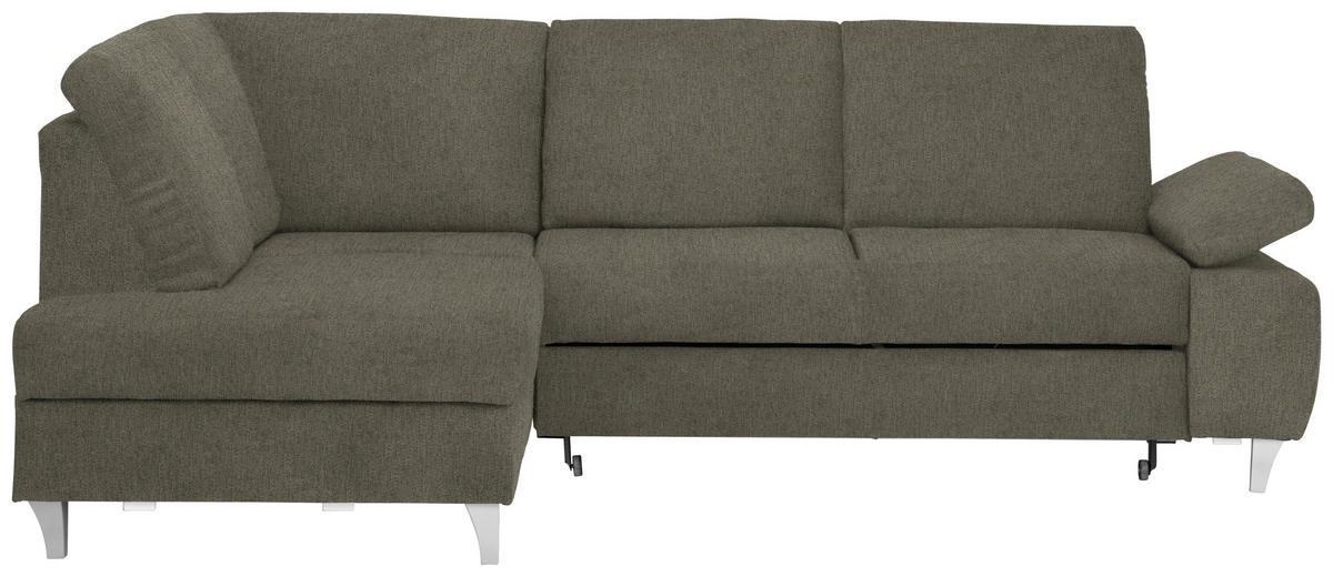 ECKSOFA in Flachgewebe Braun  - Silberfarben/Braun, Konventionell, Holz/Textil (186/255cm) - Cantus