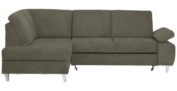 ECKSOFA in Flachgewebe Braun  - Silberfarben/Braun, KONVENTIONELL, Holz/Textil (186/255cm) - Cantus