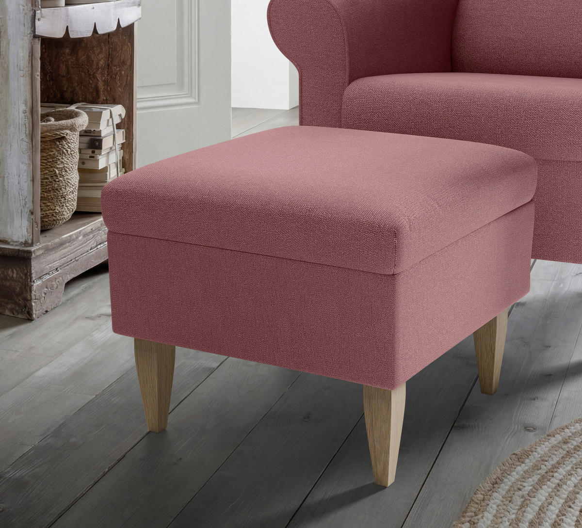SESSELSET Struktur Rosa  - Naturfarben/Rosa, Konventionell, Holz/Textil (80/102/86cm) - Livetastic