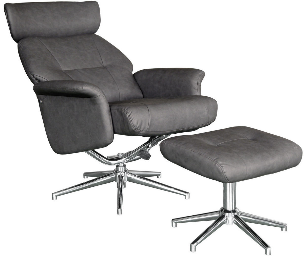 POČIVALNIK S PODNOŽNIKOM,  antracit, barve kroma kovina, umetna masa, tekstil - barve kroma/antracit, Design, kovina/umetna masa (75/109-96/77-109cm) - Xora