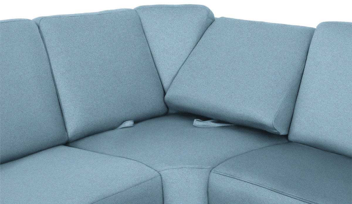 WOHNLANDSCHAFT in Flachgewebe Hellblau  - Chromfarben/Hellblau, Konventionell, Textil/Metall (240/330/163cm) - Beldomo System