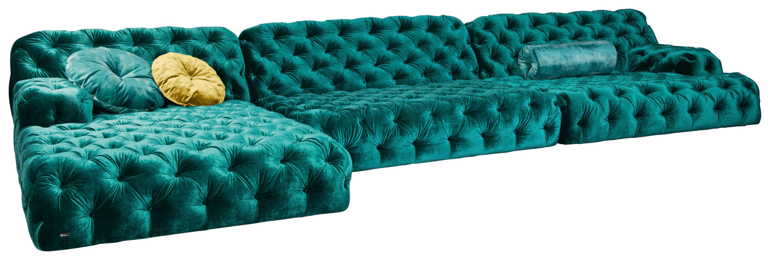 ECKSOFA in Velours Smaragdgrün 196/462 cm - Smaragdgrün, Trend, Textil (196/462cm) - Bretz