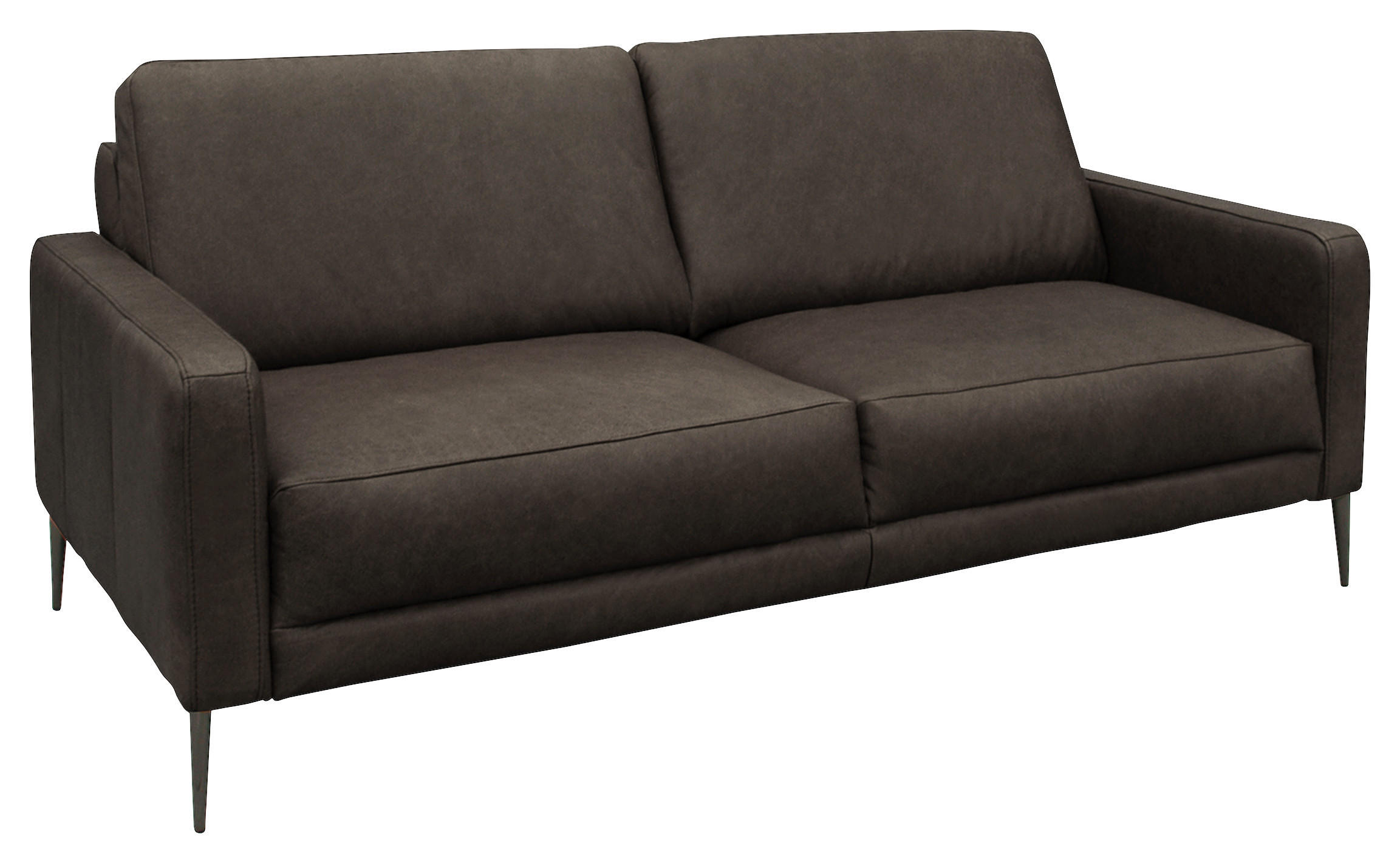 2-SITZER-SOFA in Leder Fango  - Fango/Schwarzchrom, Design, Leder/Metall (157/85/92cm) - Livetastic